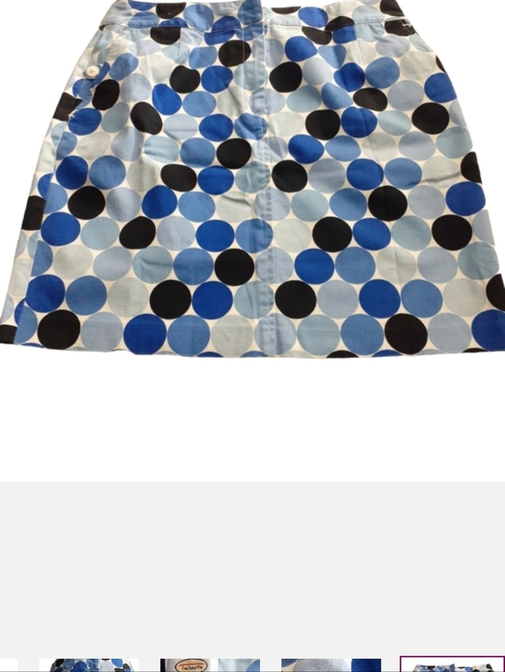 Womens white blue black sz 10p stretch circle pattern  Talbots skirt nwotgs